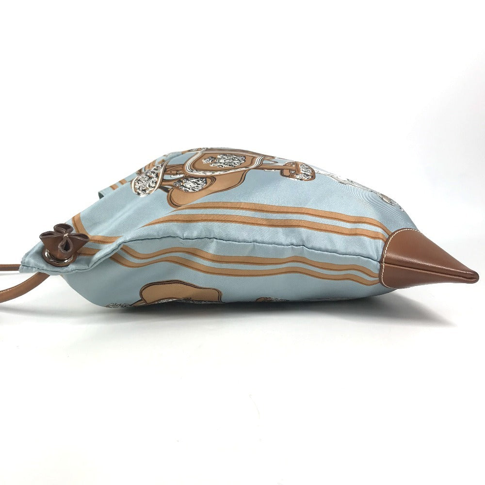 HERMES Brides de Gala Silky City PM Silky City PM Crossbody bag with pouch Shoulder Bag silk / Leather Light blue/Brown Used