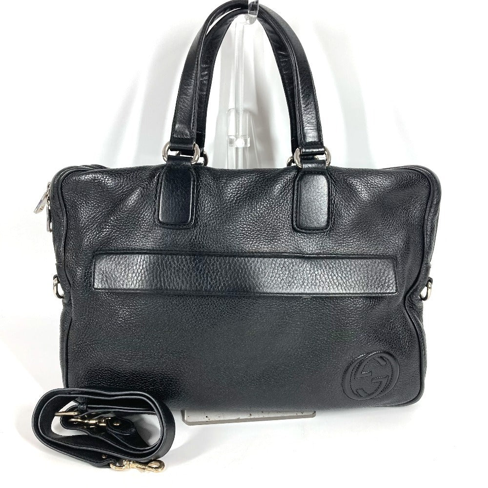 GUCCI 322057 Document bag Briefcase Interlocking G logo Tote Bag Bag 2WAY Bag Shoulder Bag Crossbody Business bag Leather Black Used