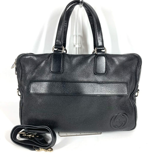 GUCCI 322057 Document bag Briefcase Interlocking G logo Tote Bag Bag 2WAY Bag Shoulder Bag Crossbody Business bag Leather Black Used