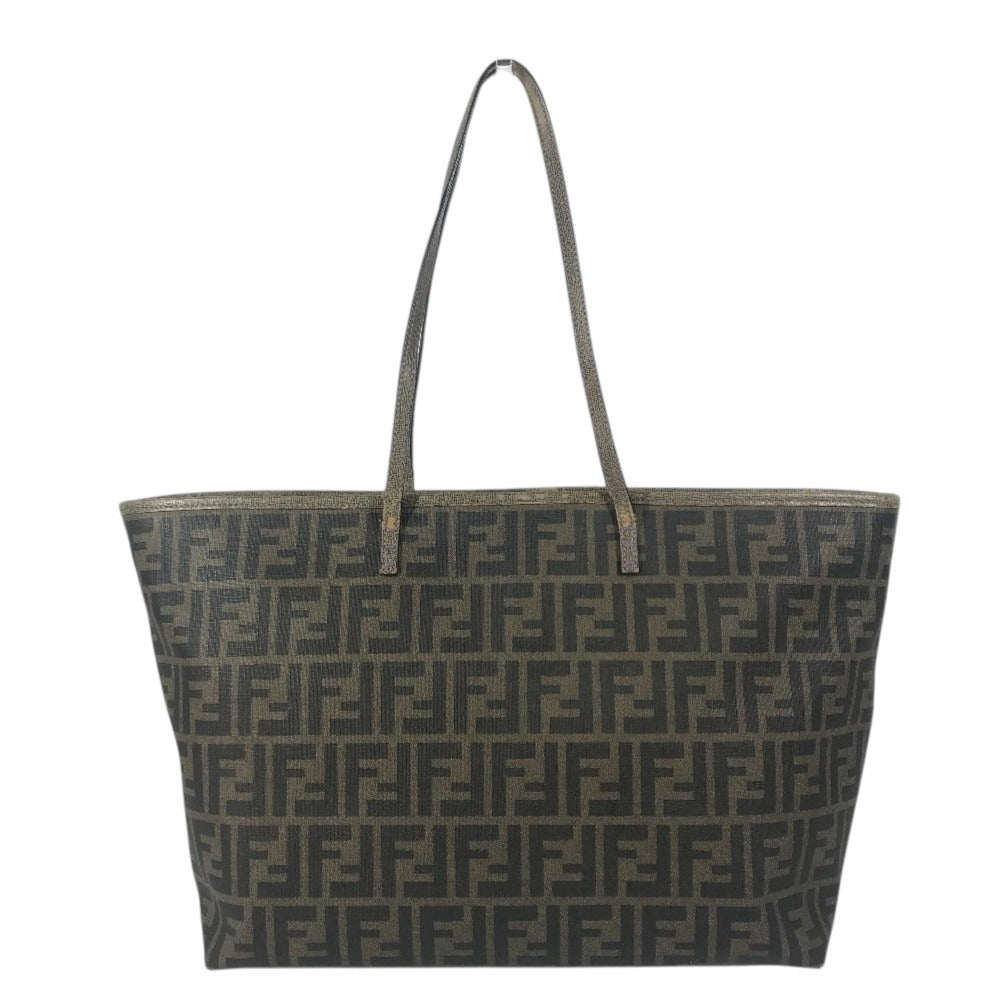 FENDI 8BH185 Zucca logo Bag Tote Bag shawl Shoulder Bag PVC/Leather Brown/purple Used