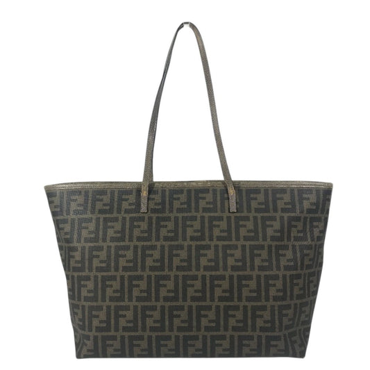 FENDI 8BH185 Zucca logo Bag Tote Bag shawl Shoulder Bag PVC/Leather Brown/purple Used
