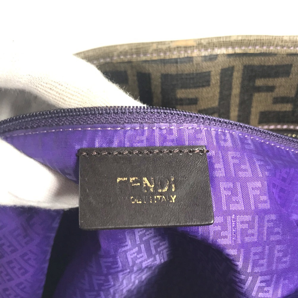 FENDI 8BH185 Zucca logo Bag Tote Bag shawl Shoulder Bag PVC/Leather Brown/purple Used