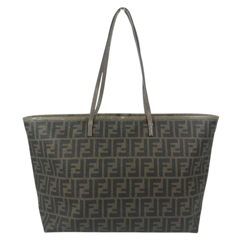 FENDI 8BH185 Zucca logo Bag Tote Bag shawl Shoulder Bag PVC/Leather Brown/purple Used