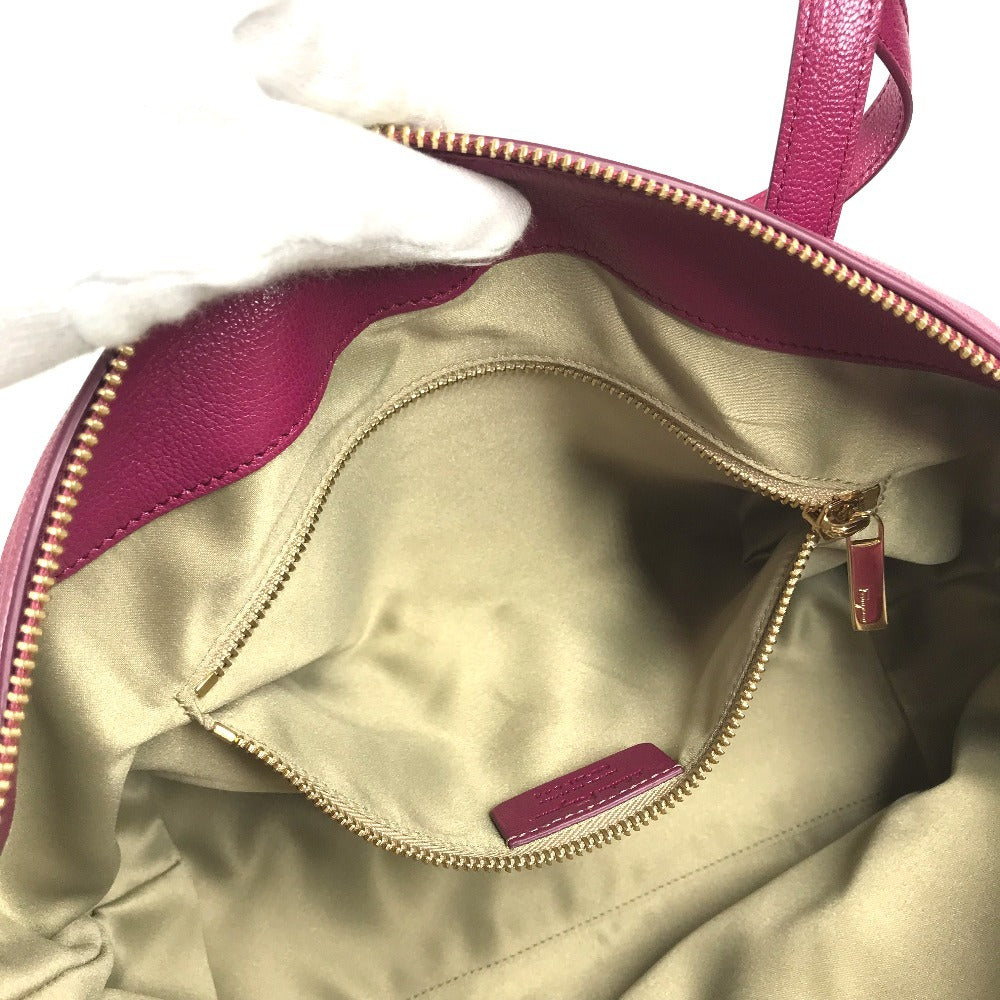 Salvatore Ferragamo Logo Gancini 2-Way Bag: Crossbody Bag, Handbag, Tote Bag Shoulder Bag Leather Purple Based/Pink Based Used