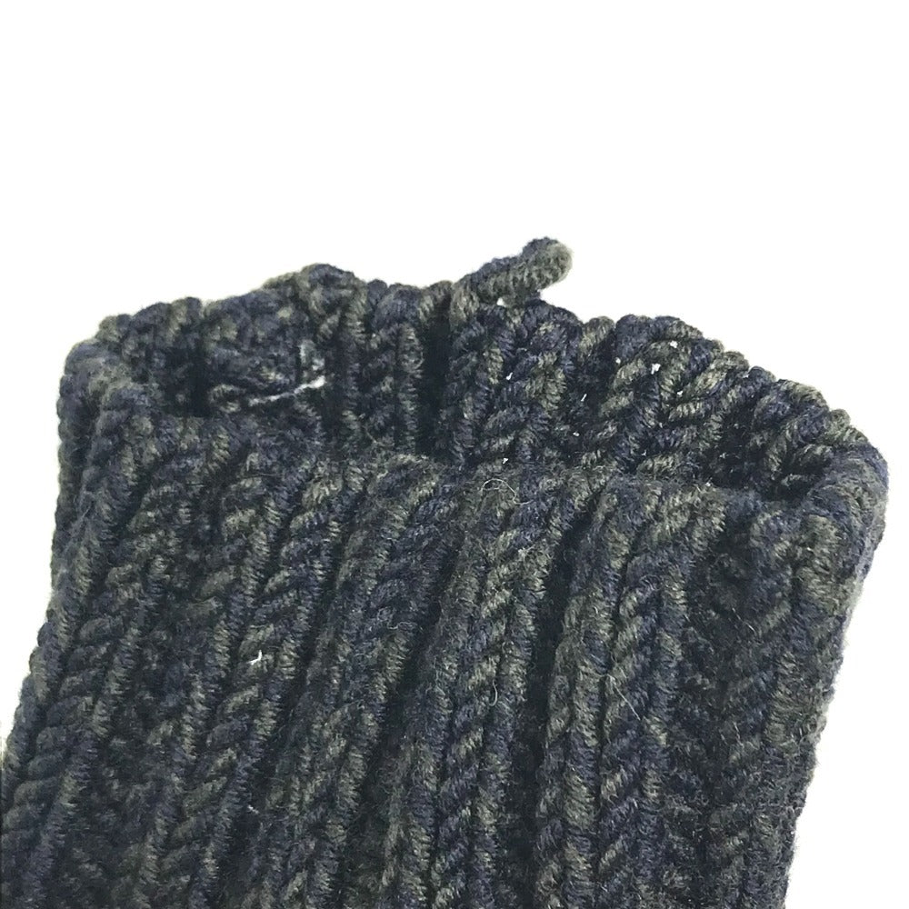 HERMES Zip-up zipper Jacket, Outerwear, Long-sleeved Top apparel knit wool Green/Navy Used