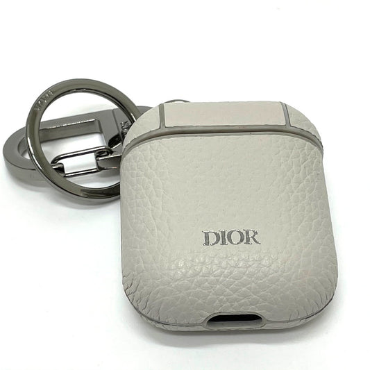 Dior 2PUKH190YUZ ロゴ イヤホンケース エアポッズ AirPodsケース アクセサリーケース レザー ユニセックス オフホワイト オフホワイト