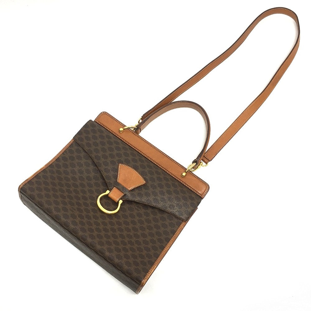 CELINE Macadam One-Handle Bag, 2-Way Handbag/Shoulder Bag, PVC/Leather, Women's, Brown