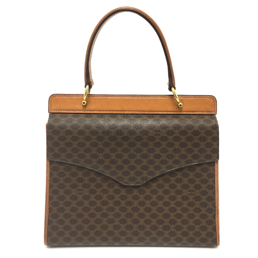 CELINE Macadam One-Handle Bag, 2-Way Handbag/Shoulder Bag, PVC/Leather, Women's, Brown