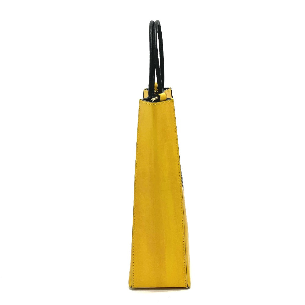 FENDI 7VA512 Logo 2-Way Small Shopping Bag Shoulder Bag Leather Women's Yellow