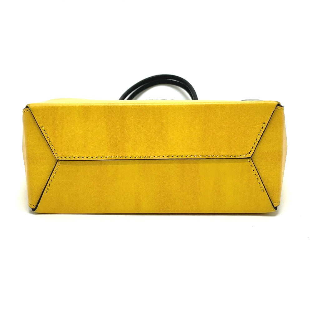 FENDI 7VA512 Logo 2-Way Small Shopping Bag Shoulder Bag Leather Women's Yellow