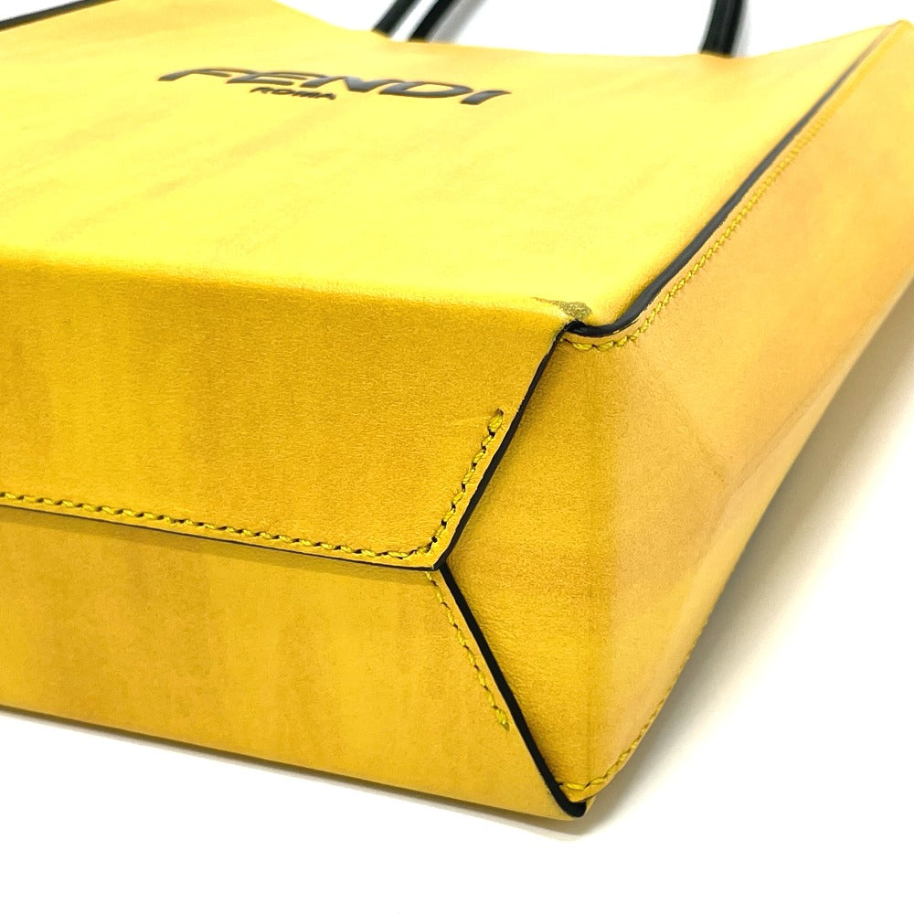 FENDI 7VA512 Logo 2-Way Small Shopping Bag Shoulder Bag Leather Women's Yellow