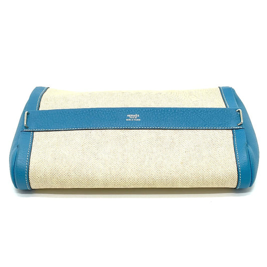HERMES Equi Pouch Bag Second Bag Clutch Bag Toile H Women's Blue Paradise Blue