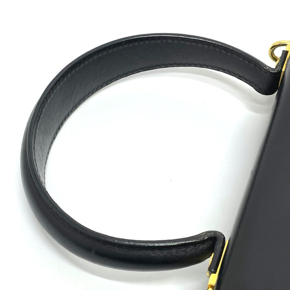 Salvatore Ferragamo BX-212193 Gancini Square Bag, 2-Way Handbag/Shoulder Bag, Leather, Black, Women's