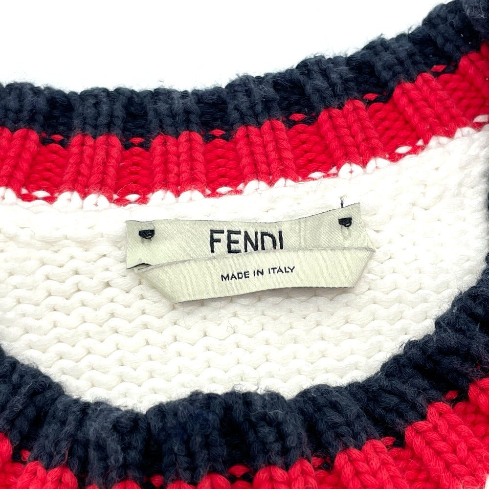 FENDI FAE137 Logo Pullover Knit Sweater, FILA Collaboration, Cotton, White, Women's