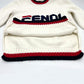 FENDI FAE137 Logo Pullover Knit Sweater, FILA Collaboration, Cotton, White, Women's