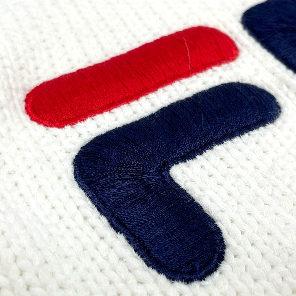 FENDI FAE137 Logo Pullover Knit Sweater, FILA Collaboration, Cotton, White, Women's