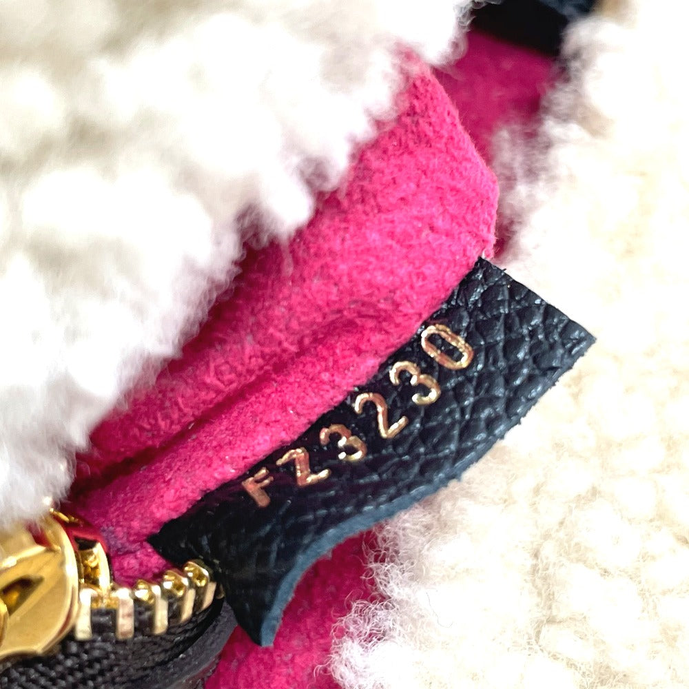 LOUIS VUITTON M56960 Shearling Monogram Flower LV Initial Neverfull MM Fluffy Shoulder Bag Tote Bag in Calf Leather, Black