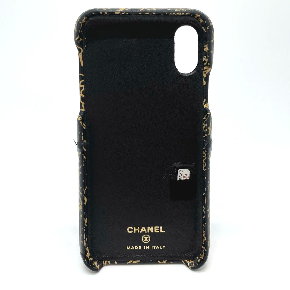 CHANEL Camellia CC Coco Mark Matelasse iPhone X &amp; XS 2019AW Calfskin Case, Women's, Black and Gold