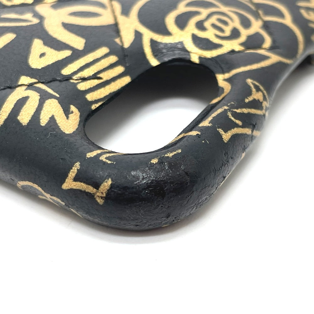 CHANEL Camellia CC Coco Mark Matelasse iPhone X &amp; XS 2019AW Calfskin Case, Women's, Black and Gold