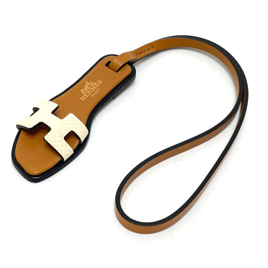 HERMES Oran Nano Bag Charm, Epson, Women's, Nata Brown