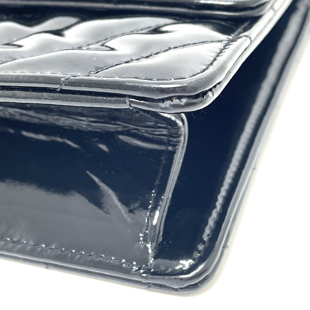 CHANEL V-Stitch Chevron CC Coco Mark Bag Chain 2-Way Crossbody Shoulder Bag Enamel/Leather Women's Black