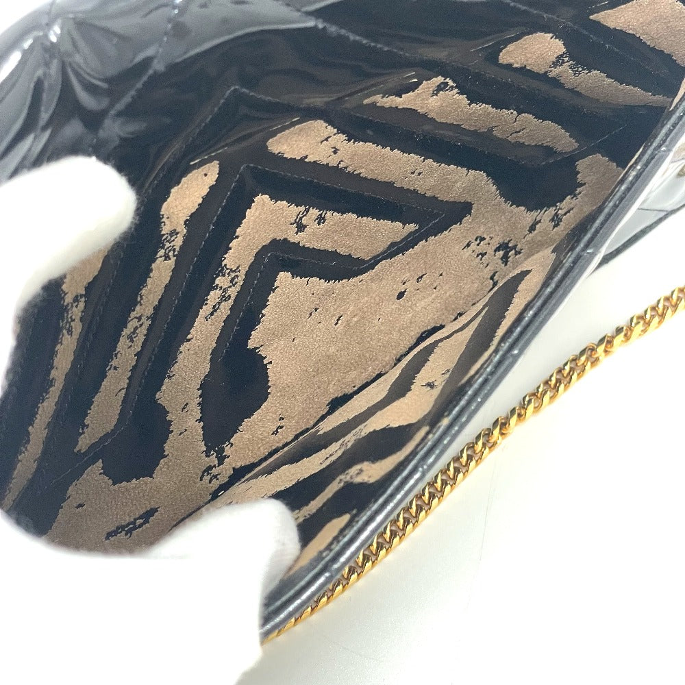 CHANEL V-Stitch Chevron CC Coco Mark Bag Chain 2-Way Crossbody Shoulder Bag Enamel/Leather Women's Black