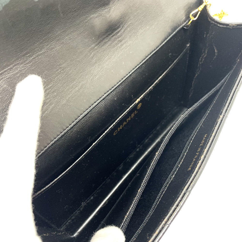 CHANEL V-Stitch Chevron CC Coco Mark Bag Chain 2-Way Crossbody Shoulder Bag Enamel/Leather Women's Black