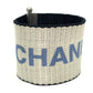 CHANEL Logo 99S Vintage Nylon Bracelet for Women, Silver and Blue
