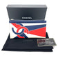 CHANEL CC Coco Mark Fringe Wallet Card Case Lambskin Women's Blue/White/Red
