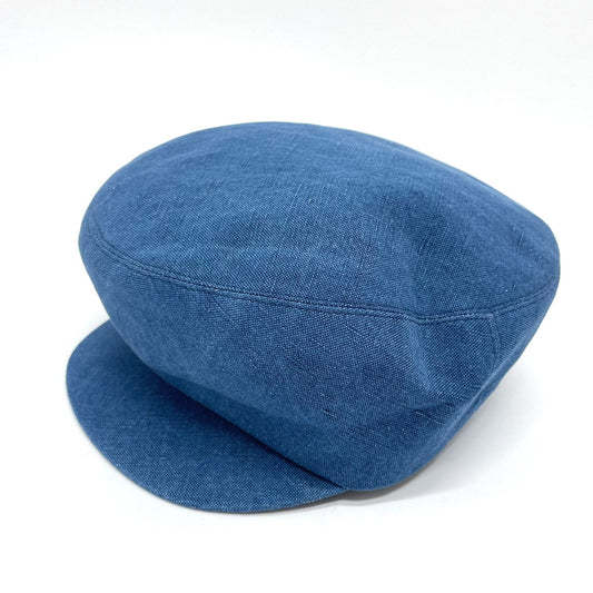 HERMES Newsboy Hat, Linen, Women's, Blue