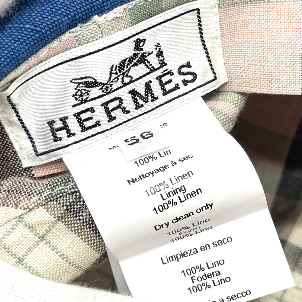 HERMES Newsboy Hat, Linen, Women's, Blue