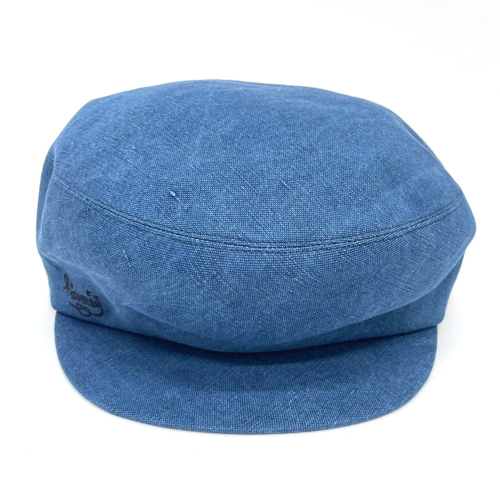 HERMES Newsboy Hat, Linen, Women's, Blue