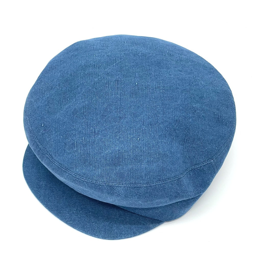 HERMES Newsboy Hat, Linen, Women's, Blue