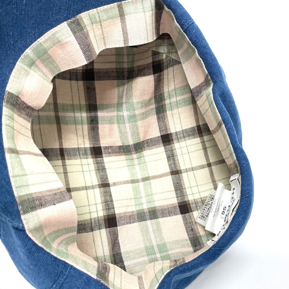 HERMES Newsboy Hat, Linen, Women's, Blue
