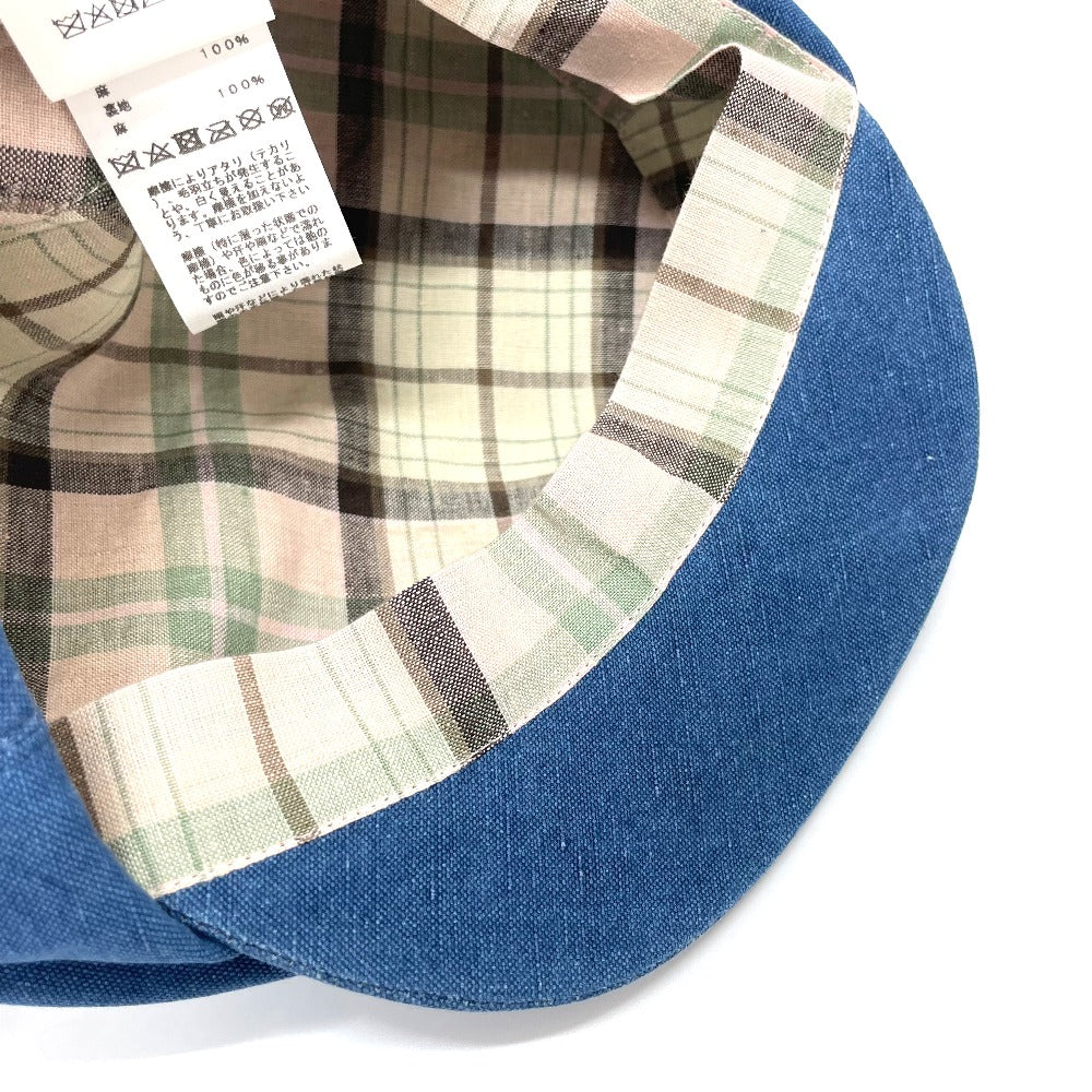 HERMES Newsboy Hat, Linen, Women's, Blue