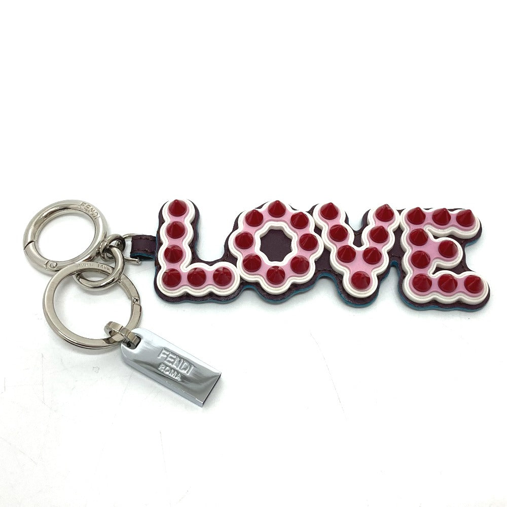 FENDI 12473513 Logo Studs Bag Key Ring Charm with USB, Rubber Keychain, Women's, Multicolor