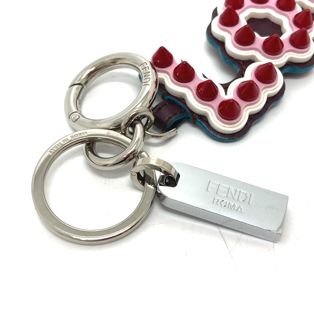 FENDI 12473513 Logo Studs Bag Key Ring Charm with USB, Rubber Keychain, Women's, Multicolor
