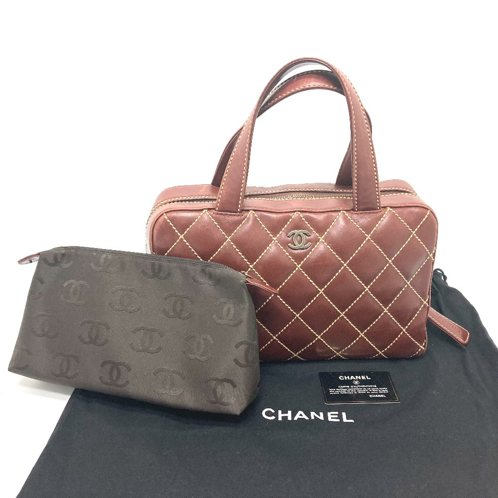 CHANEL CC ココマーク ワイルドステッチ カバン ヴィンテージ ハンドバッグ カーフスキン レディース - brandshop-reference