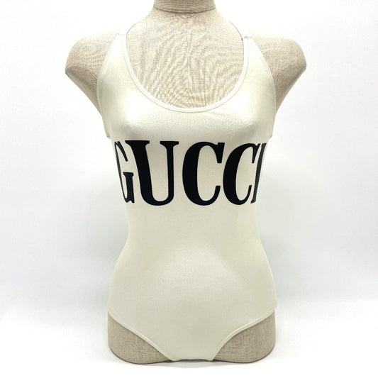 GUCCI 501899 Logo Back Cross Swim Suit Swimwear Nylon Ladies