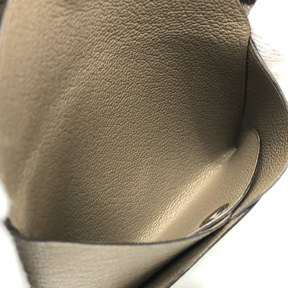 HERMES Calvi Duo Business Card Holder, Bifold Card Case, Chevre Mysore, Women's, Etoupe, Brown