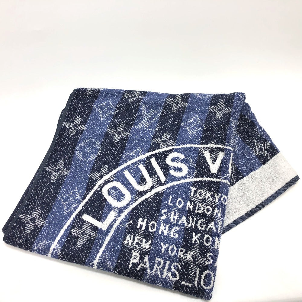 LOUIS VUITTON モノグラム TRUNKS＆BAGS ビーチタオル バスタオル タオル コットン ユニセックス ブルー
