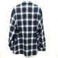 CELINE 2C555198O Checked Wool Loose Shirt, Men's Navy, Long Sleeve Wool Shirt