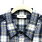 CELINE 2C555198O Checked Wool Loose Shirt, Men's Navy, Long Sleeve Wool Shirt