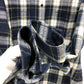 CELINE 2C555198O Checked Wool Loose Shirt, Men's Navy, Long Sleeve Wool Shirt