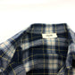 CELINE 2C555198O Checked Wool Loose Shirt, Men's Navy, Long Sleeve Wool Shirt