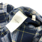 CELINE 2C555198O Checked Wool Loose Shirt, Men's Navy, Long Sleeve Wool Shirt