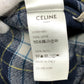 CELINE 2C555198O Checked Wool Loose Shirt, Men's Navy, Long Sleeve Wool Shirt