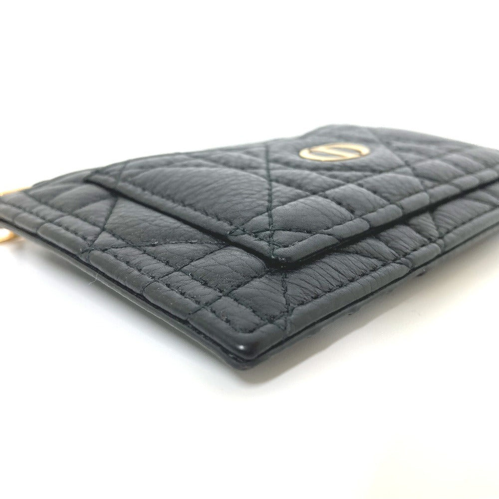 Dior S5131UWHC_M900 カロ カナージュ Dior Caro Cosmos ジップ カードホルダー L字ファスナー 小銭入れ ウォレット カードケース コインケース レザー レディース ブラック