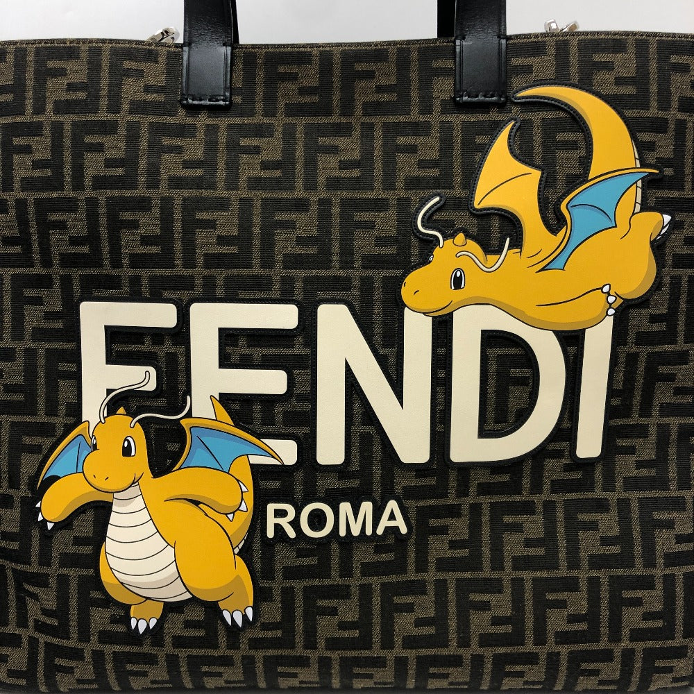 FENDI Zucca Pokemon Cairyu 2WAY Shoulder Bag Bag Shoulder Tote Bag Canvas/Leather Women's Brown