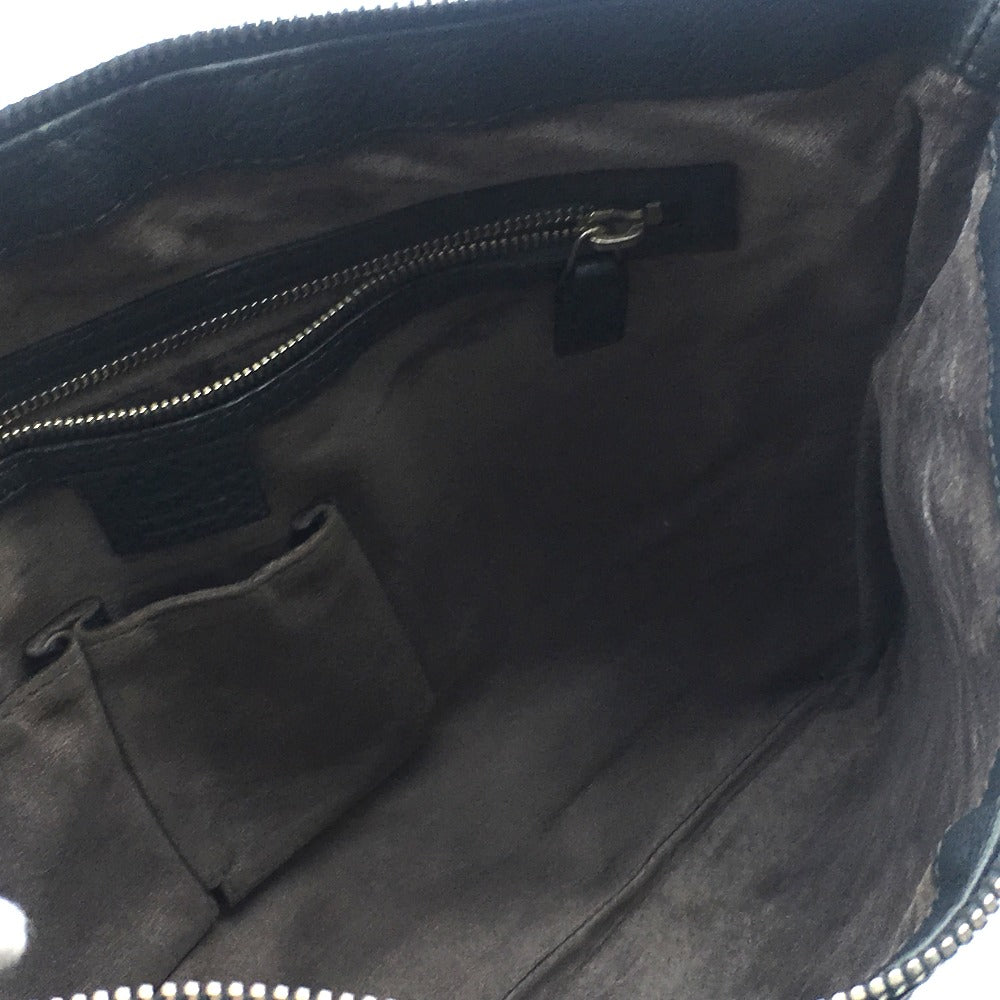 GUCCI 233329 All-Leather Business Bag with No Gusset, A4 Document Storage, Crossbody/Shoulder Bag, Men's, Gray/Dark Gray